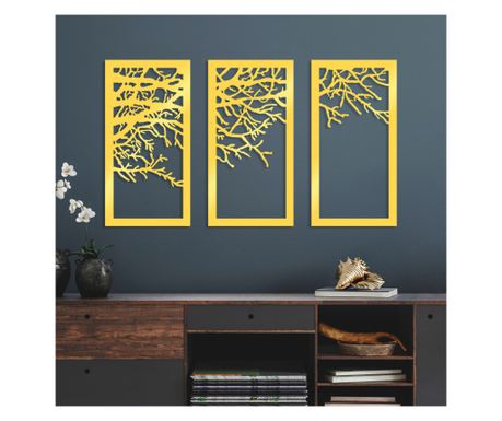 Kovinska stenska dekoracija Golden Triple Tree 1 