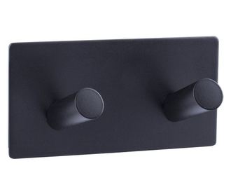 Cuier dublu AWD Huana, metal, negru, autoadeziv 3M,  9 x 4.5 x 3 cm