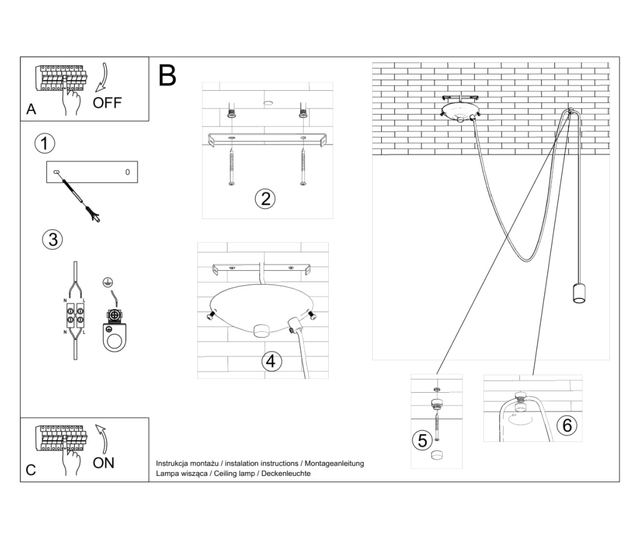 Lampă suspendată EDISON 1 negru