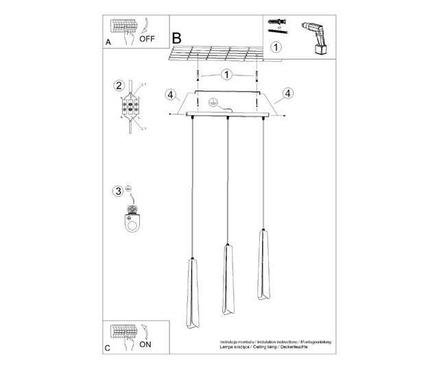 Lampă suspendată PRYSM 3L alb