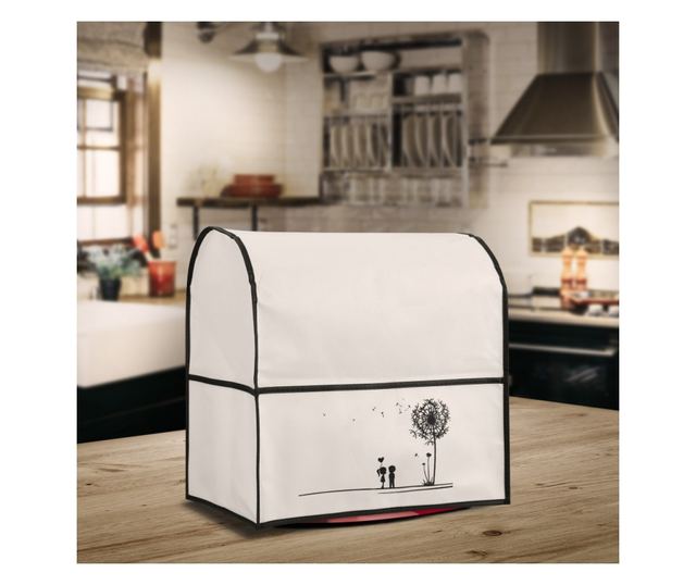 Husa de praf Kwmobile pentru KitchenAid 4.3 - 4.8 l, Alb/Negru, Plastic, 57074.05