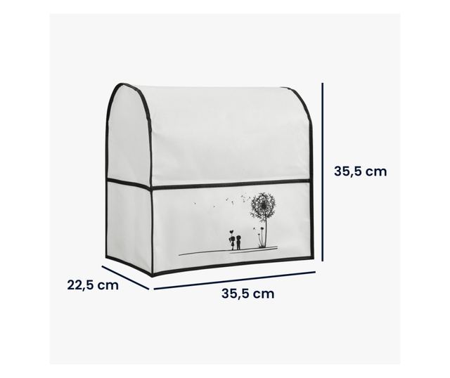 Husa de praf Kwmobile pentru KitchenAid 4.3 - 4.8 l, Alb/Negru, Plastic, 57074.05