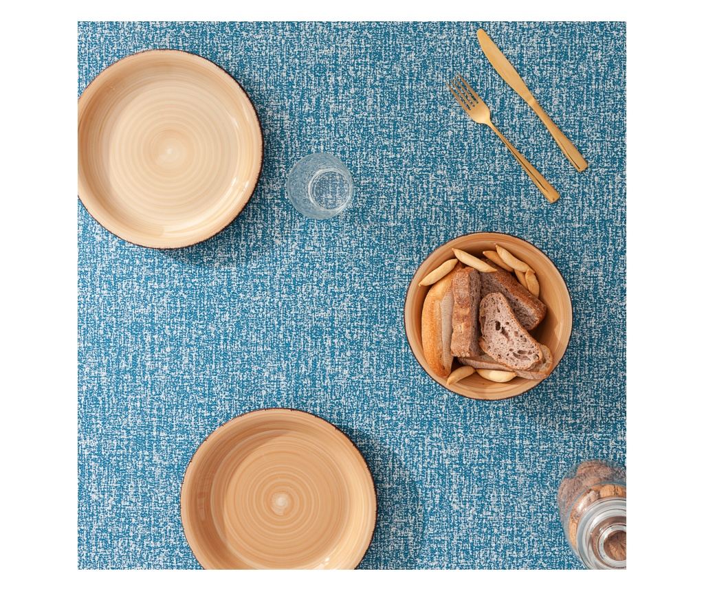 Луксозна жакардова покривка за маса RAMAJE - 140x140см - синя - 4