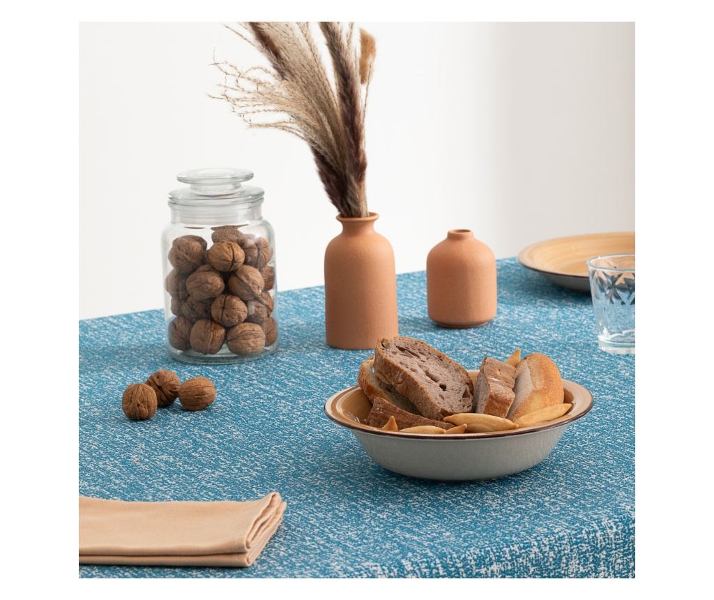 Луксозна жакардова покривка за маса RAMAJE - 140x140см - синя - 5