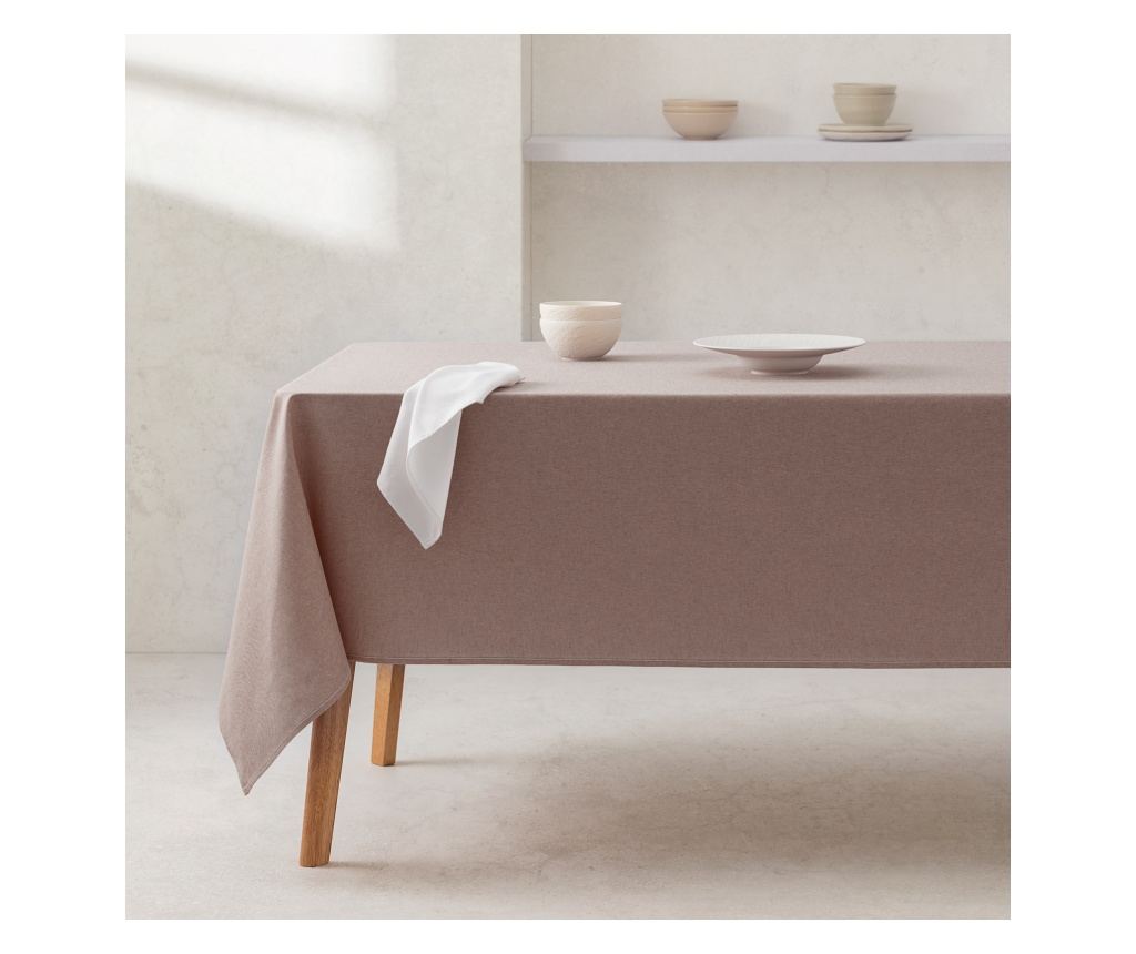 Обикновена покривка за маса, устойчива на петна, 100% памук - 140x100см - Кафява - 3