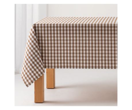 Vichy madež odporen prt tkanina občutek - 140x180cm - Taupe