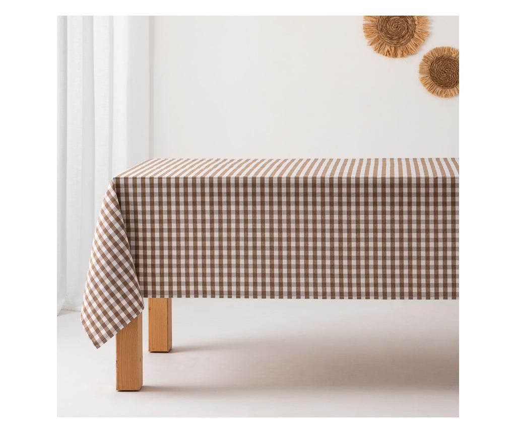 Țesătură față de masă Vichy rezistentă la pete - 140x180cm - Taupe - 2