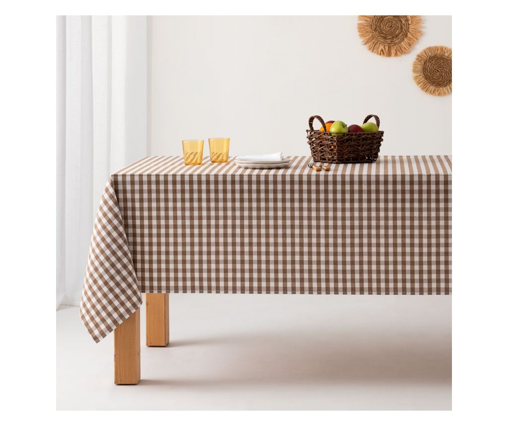 Țesătură față de masă Vichy rezistentă la pete - 140x180cm - Taupe - 3