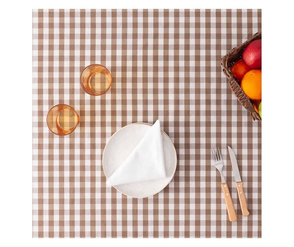 Țesătură față de masă Vichy rezistentă la pete - 140x180cm - Taupe - 5