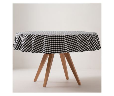 Vichy kerek foltálló asztalterítő anyag tapintású - 160x160cm - fekete
