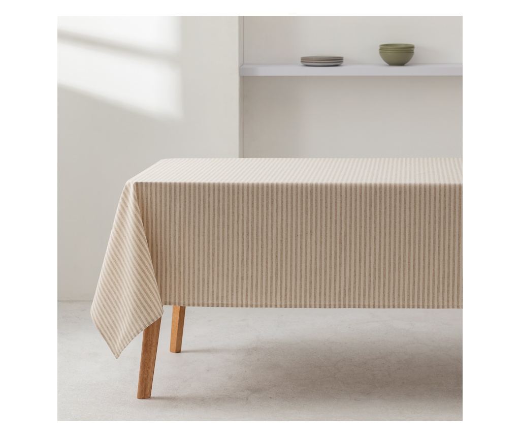 Fino črtast prt iz 100% bombaža odporen na madeže - 140x240cm - Lan - 2