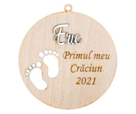 Glob de Craciun Personalizat Bebelus Copil HH897 din Lemn Model Primul meu Craciun