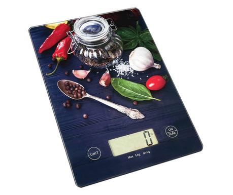 Кухненска везна Oliver Voltz OV51651KD Peppers, 5 кг, ТАРА, Стъклена, Чушки, Черен