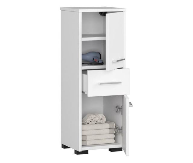 Dulap baie, placa laminata, 1 sertar, 3 rafturi, 2 usi, alb, 30x30x85 cm