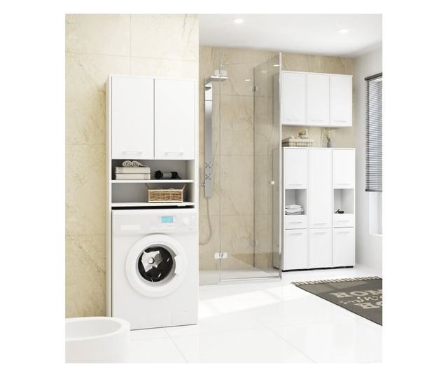 Dulap baie, suspendat, placa laminata, 2 rafturi, 1 usa, alb, 30x22.5x60 cm