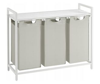 Dulap baie, Artool, placa raft MDF, cadru otel, 3 compartimente rufe, alb, 92.5x33x72 cm