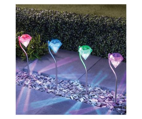 Kültéri esztétikus napelemes kerti RGB LED lámpa "állólámpa" típusú