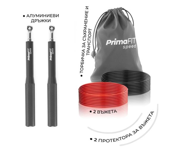 Бързо Въже за Скачане PrimaFIT Speed, Професионално, 3м Регулируемо, с ...