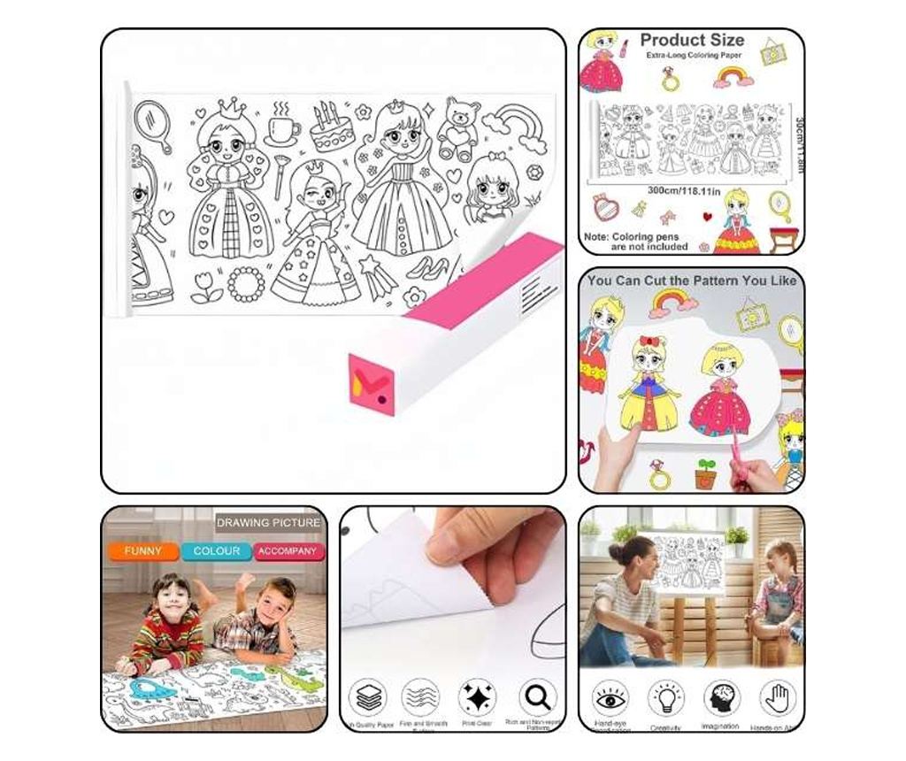 Детска раница Mercaton, водоустойчива, USB порт, 30 x 14 x 47 cm, лилава с ролка самозалепваща се и изрязваща се хартия за рисув - 4
