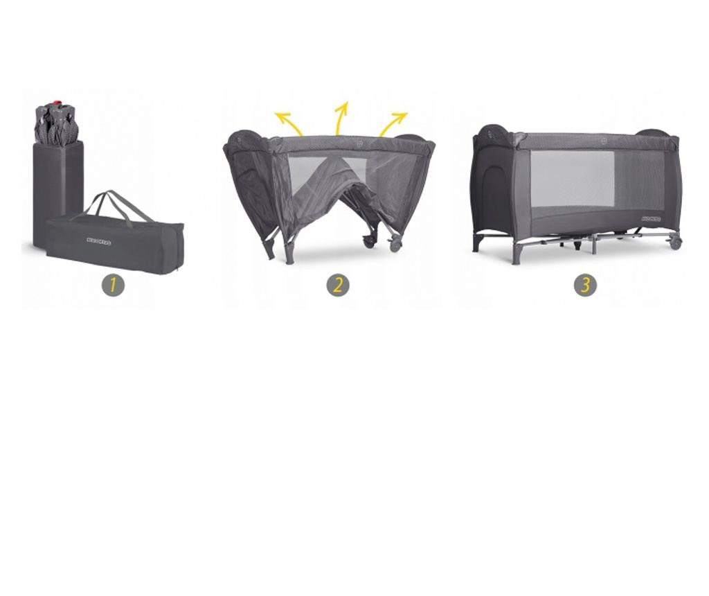 Ricokids RK-242 Zložljiva otroška posteljica - Antracit - 2