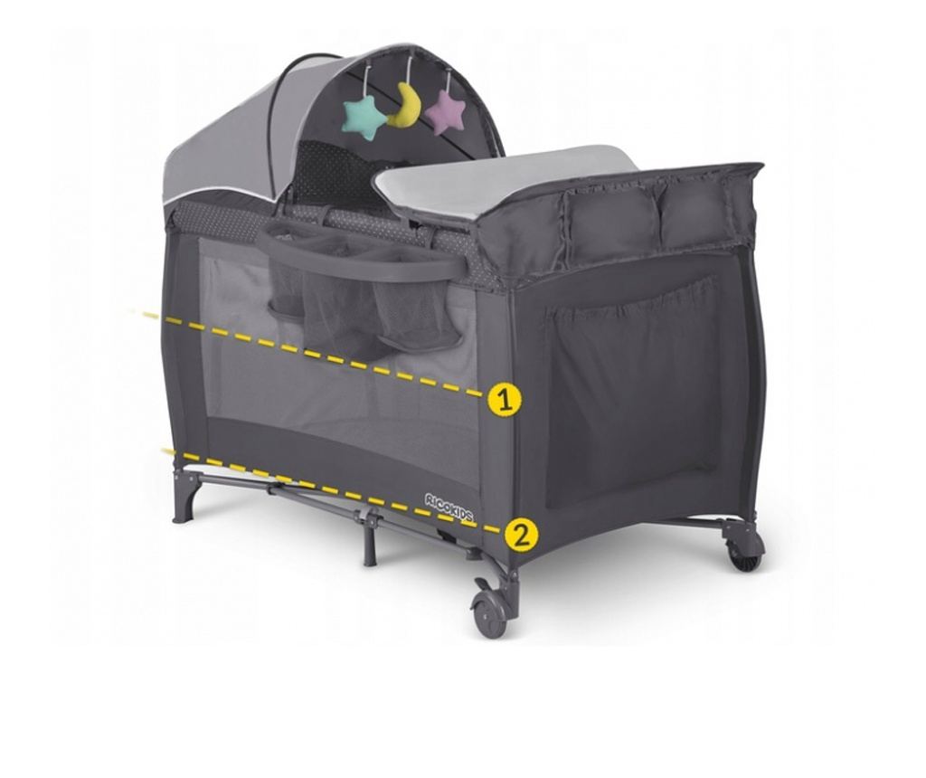 Ricokids RK-242 Zložljiva otroška posteljica - Antracit - 6