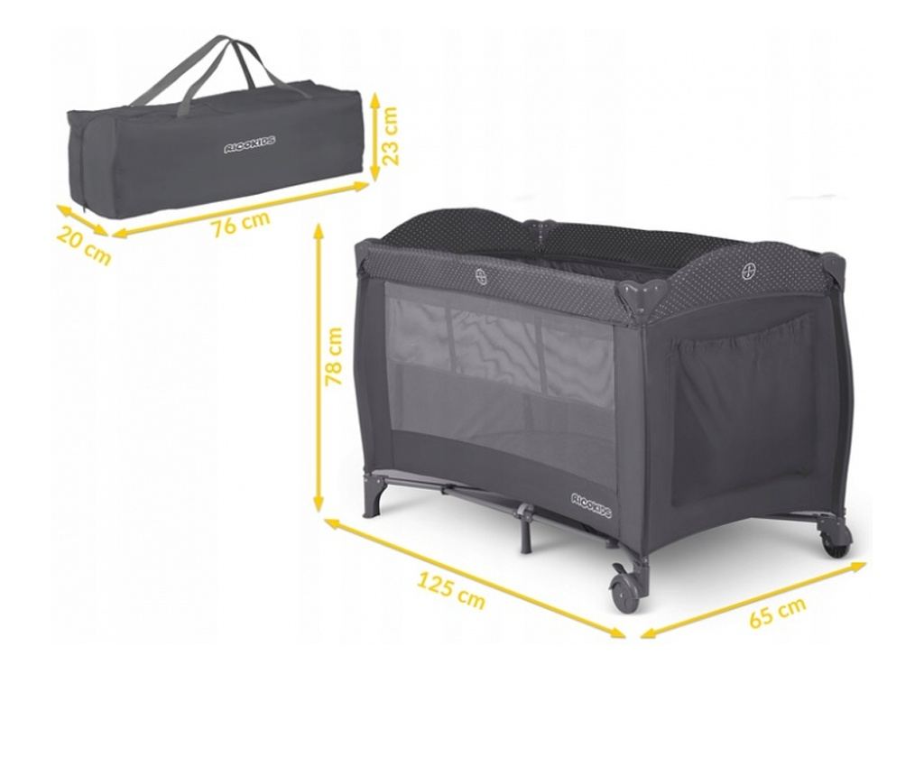 Ricokids RK-242 Zložljiva otroška posteljica - Antracit - 9