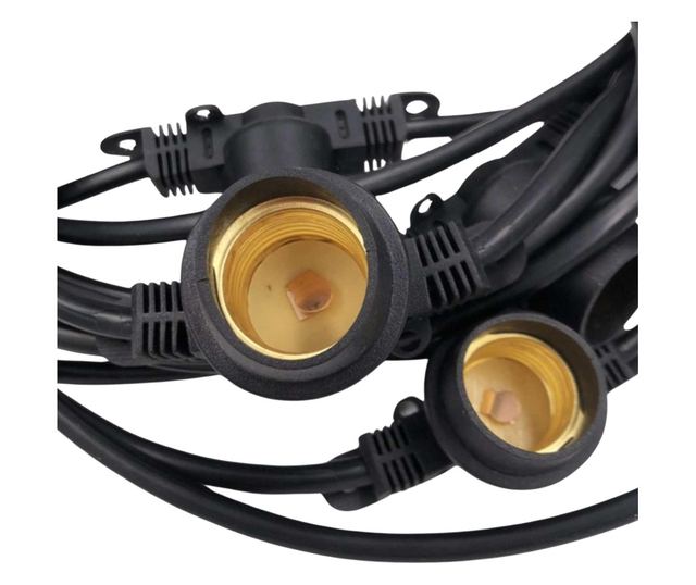 Ghirlanda Luminoasa 10M cu 10 Fasunguri E27, IP65, Interconectabila