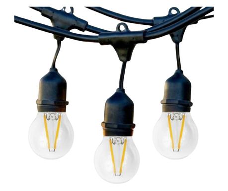 Ghirlanda Luminoasă cu Pendule 20m cu 20 Becuri LED Vintage 2W, G45, E27, IP65, Interconectabila, Bec rezerva inclus