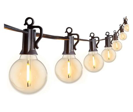 Ghirlanda Luminoasă 8m cu 25 Becuri LED 1W, G40, E12, IP65, Interconectabila, Bec rezerva inclus