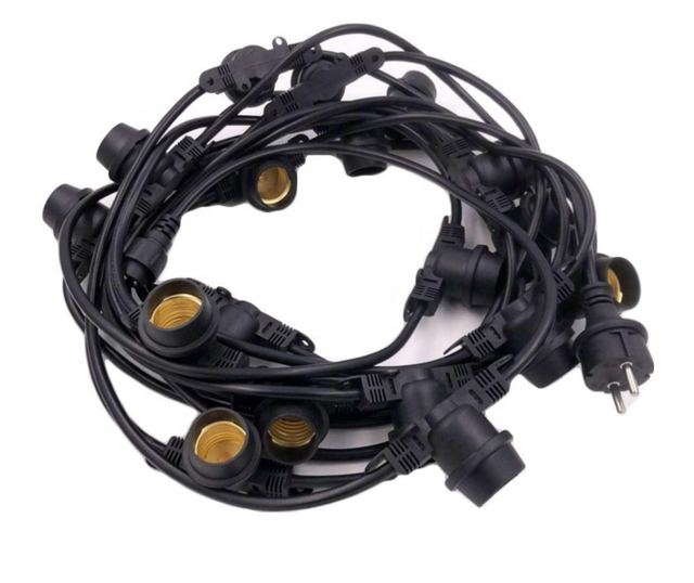 Ghirlanda Luminoasa 10M cu 10 Fasunguri E27, IP65, Interconectabila