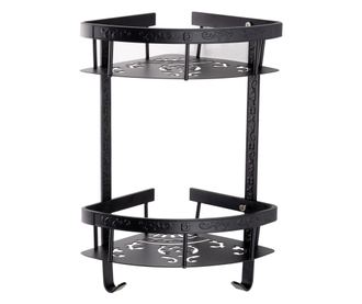 Etajera baie TRENDY’S, dubla montare pe colt, negru mat 35cm X 30cm