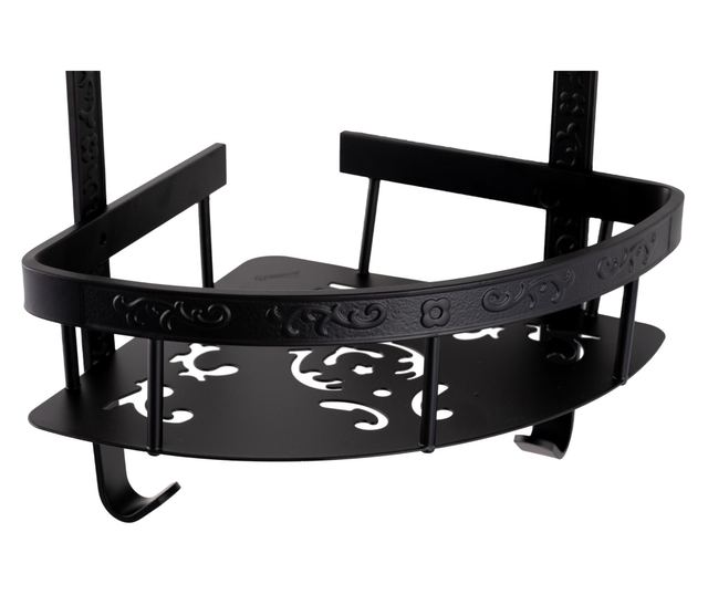 Etajera baie TRENDY’S, dubla montare pe colt, negru mat 35cm X 30cm