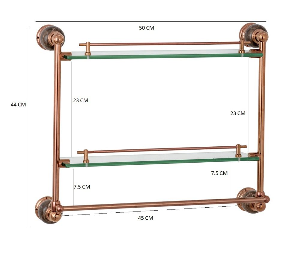 Etajera baie dubla ,TRENDY'S , jade rose-gold , montare pe perete - 2