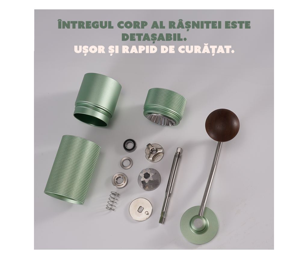 Rasnita de cafea manuala CYBERDUST, Verde, Sistem Dublu De Rulmenti, Macinare Stabila Si Usoara a Boabelor, Pudra Uniforma, Stru - 2