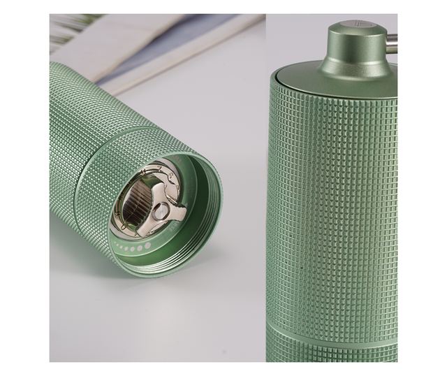 Ръчна кафемелачка CYBERDUST, Зелено, двойна лагерна система, стабилно и лесно смилане на зърна, равномерен прах, сменяема структ