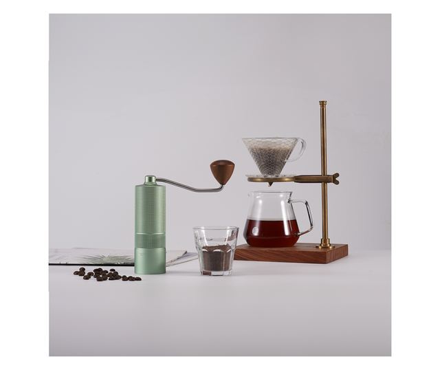 Ръчна кафемелачка CYBERDUST, Зелено, двойна лагерна система, стабилно и лесно смилане на зърна, равномерен прах, сменяема структ