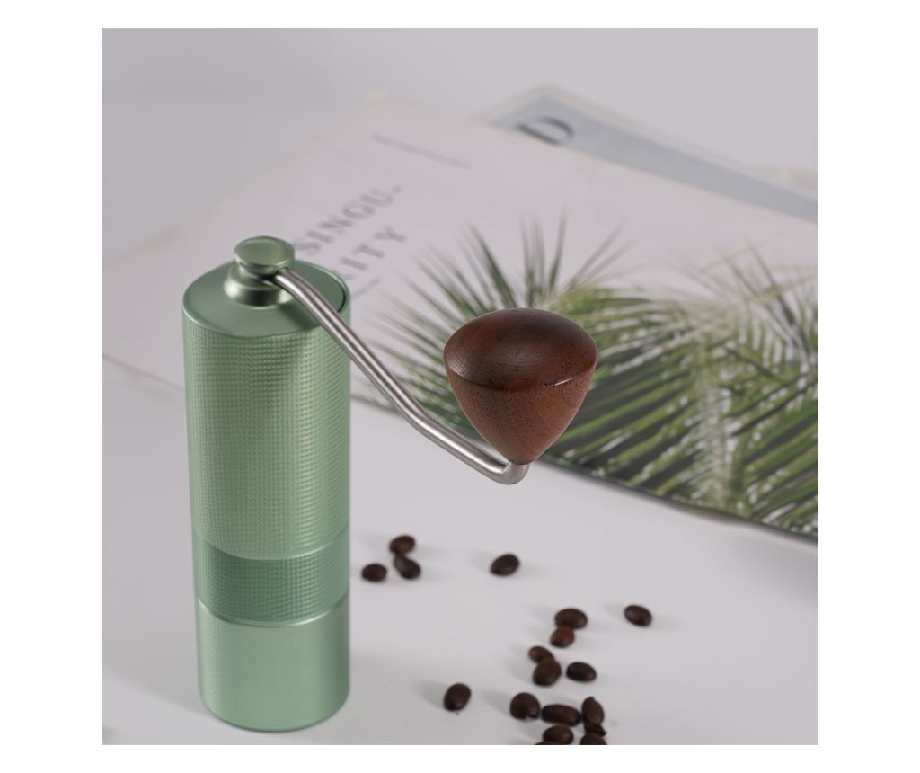 Rasnita de cafea manuala CYBERDUST, Verde, Sistem Dublu De Rulmenti, Macinare Stabila Si Usoara a Boabelor, Pudra Uniforma, Stru - 10
