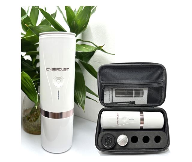 Минипресо CYBERDUST, Бяло,  Портативна, Еспресо Машина, Съвместима със Смляно Кафе и Кафе Капсули, Ръчна Електрическа Кафемашина