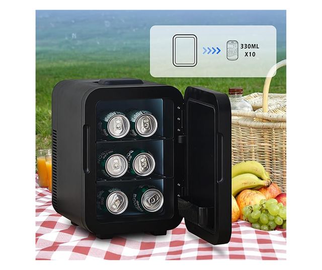 Мини хладилник Ecocool CYBERDUST, Черен, 8L, Портативен, Термоелектрически, Поддържа Студено или Поддържа Топло, Идеален за Хран