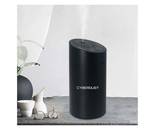 Дифузер за етерични масла CYBERDUST за автомобил, черен, технология за студен въздушен разпръскване, преносим, безшумен, безжиче