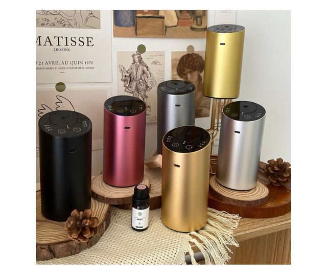 Дифузер за етерични масла CYBERDUST за автомобил, черен, технология за студен въздушен разпръскване, преносим, безшумен, безжиче