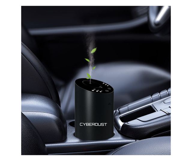 Дифузер за етерични масла CYBERDUST за автомобил, черен, технология за студен въздушен разпръскване, преносим, безшумен, безжиче