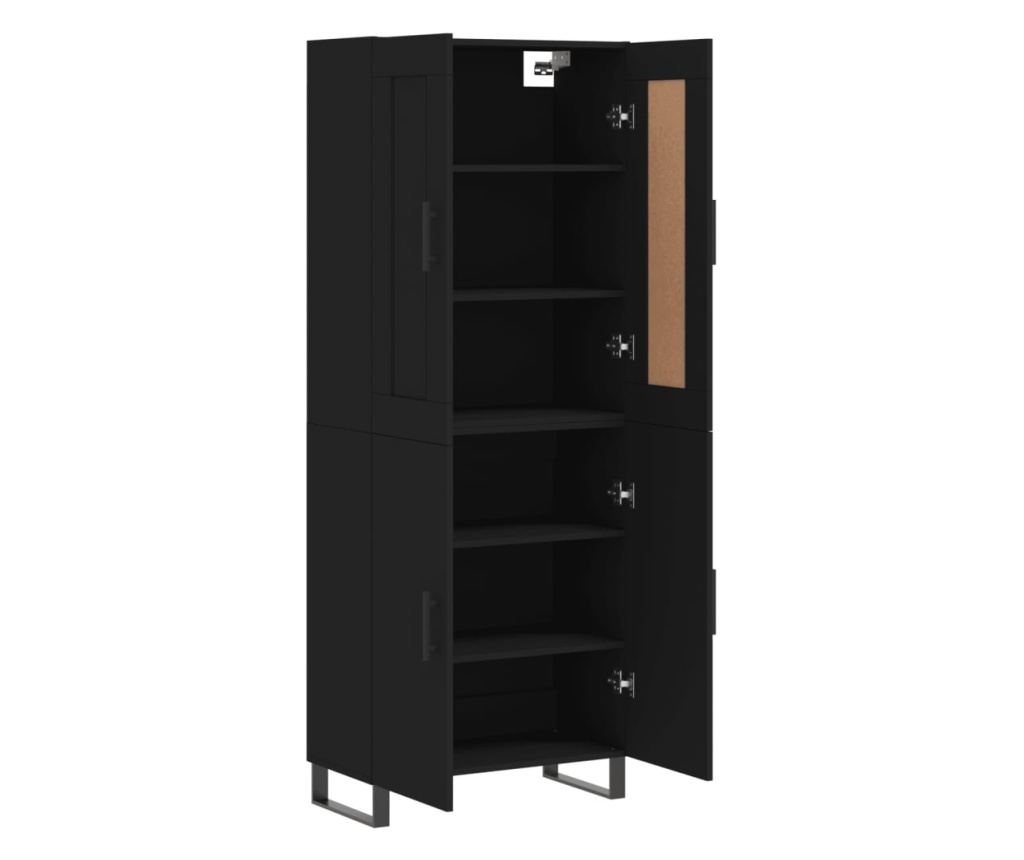 Visoka crna komoda, 69,5x34x180 cm, kompozitno drvo - 4