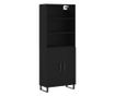 Visoka crna komoda, 69,5x34x180 cm, kompozitno drvo thumbnail 2