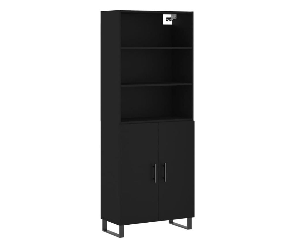 Visoka crna komoda, 69,5x34x180 cm, kompozitno drvo - 2