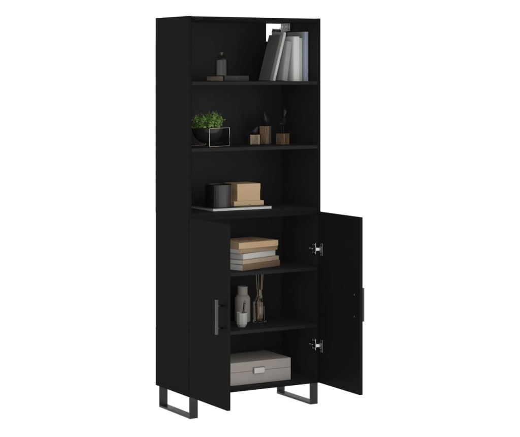 Visoka crna komoda, 69,5x34x180 cm, kompozitno drvo - 3