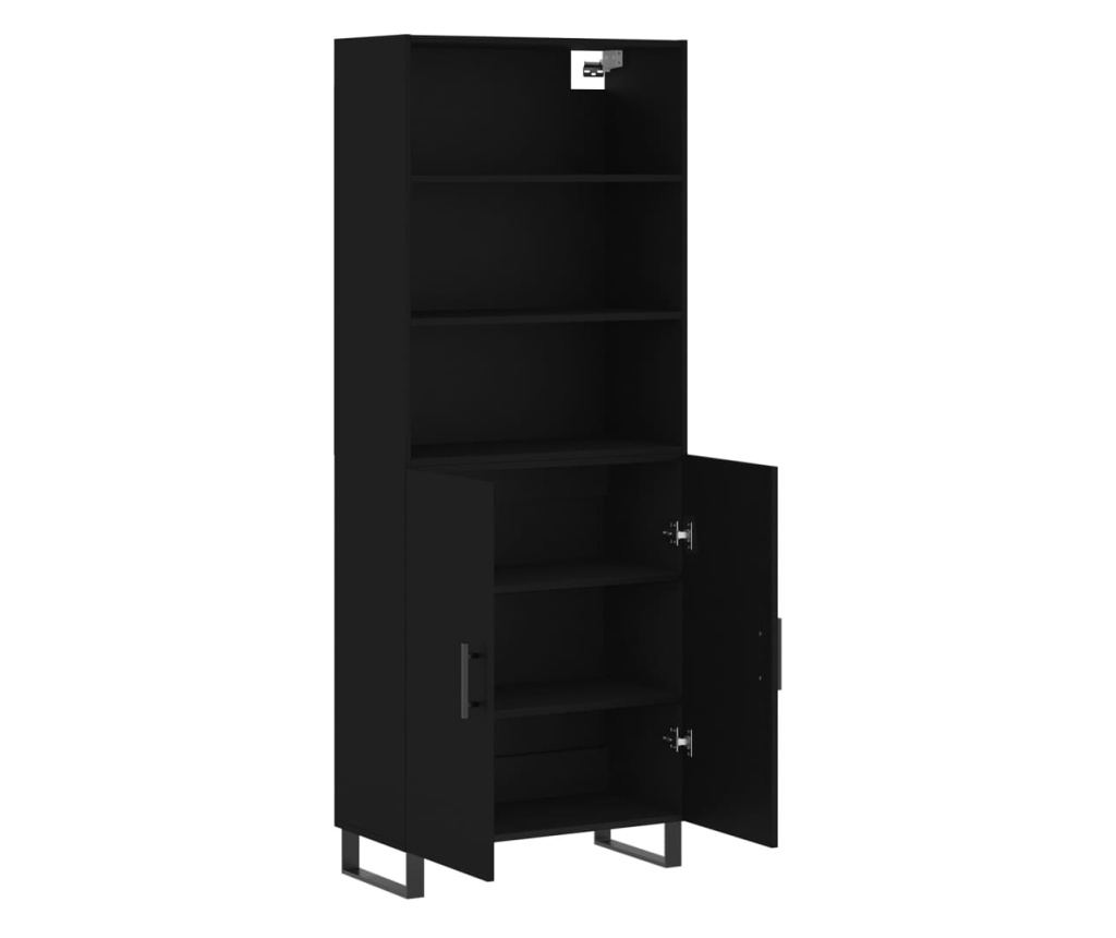 Visoka crna komoda, 69,5x34x180 cm, kompozitno drvo - 4