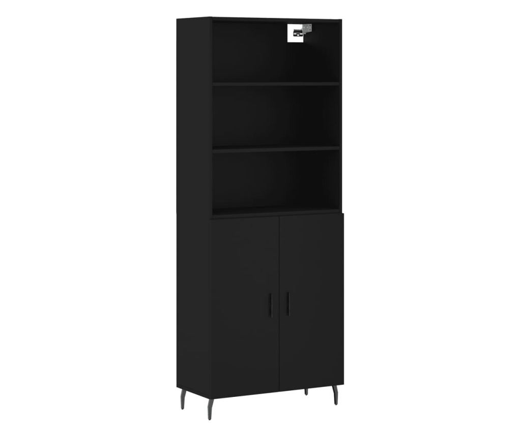 Visoka crna komoda, 69,5x34x180 cm, kompozitno drvo - 2