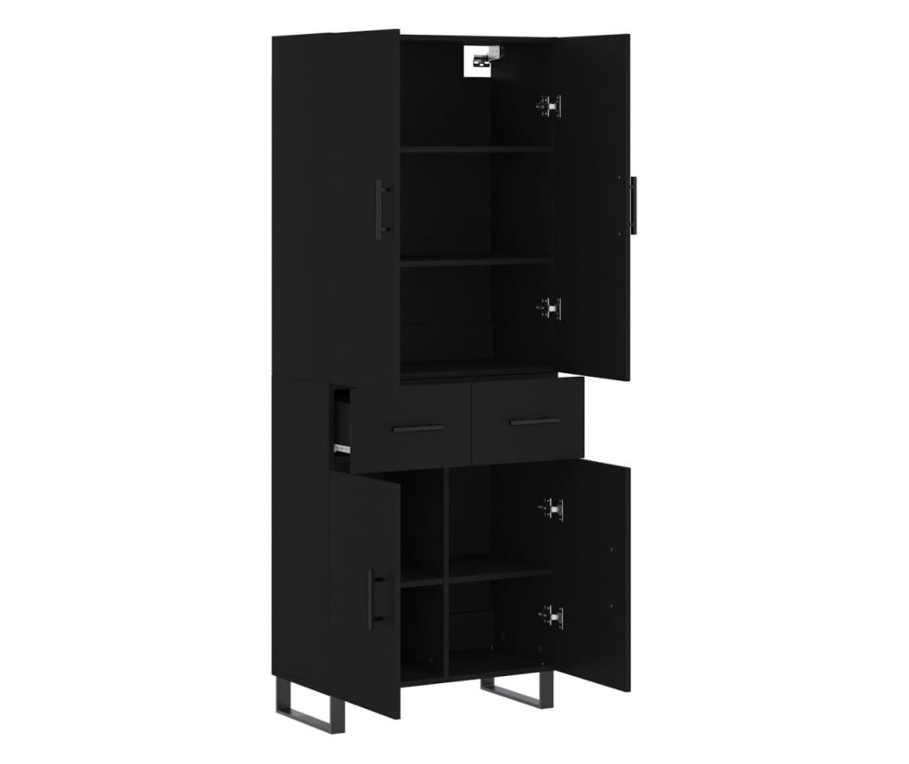 Visoka crna komoda, 69,5x34x180 cm, kompozitno drvo - 4