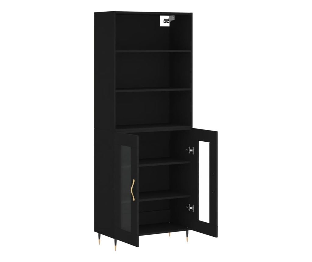 Visoka crna kompozitna drvena ormarić, 69,5x34x180 cm - 4